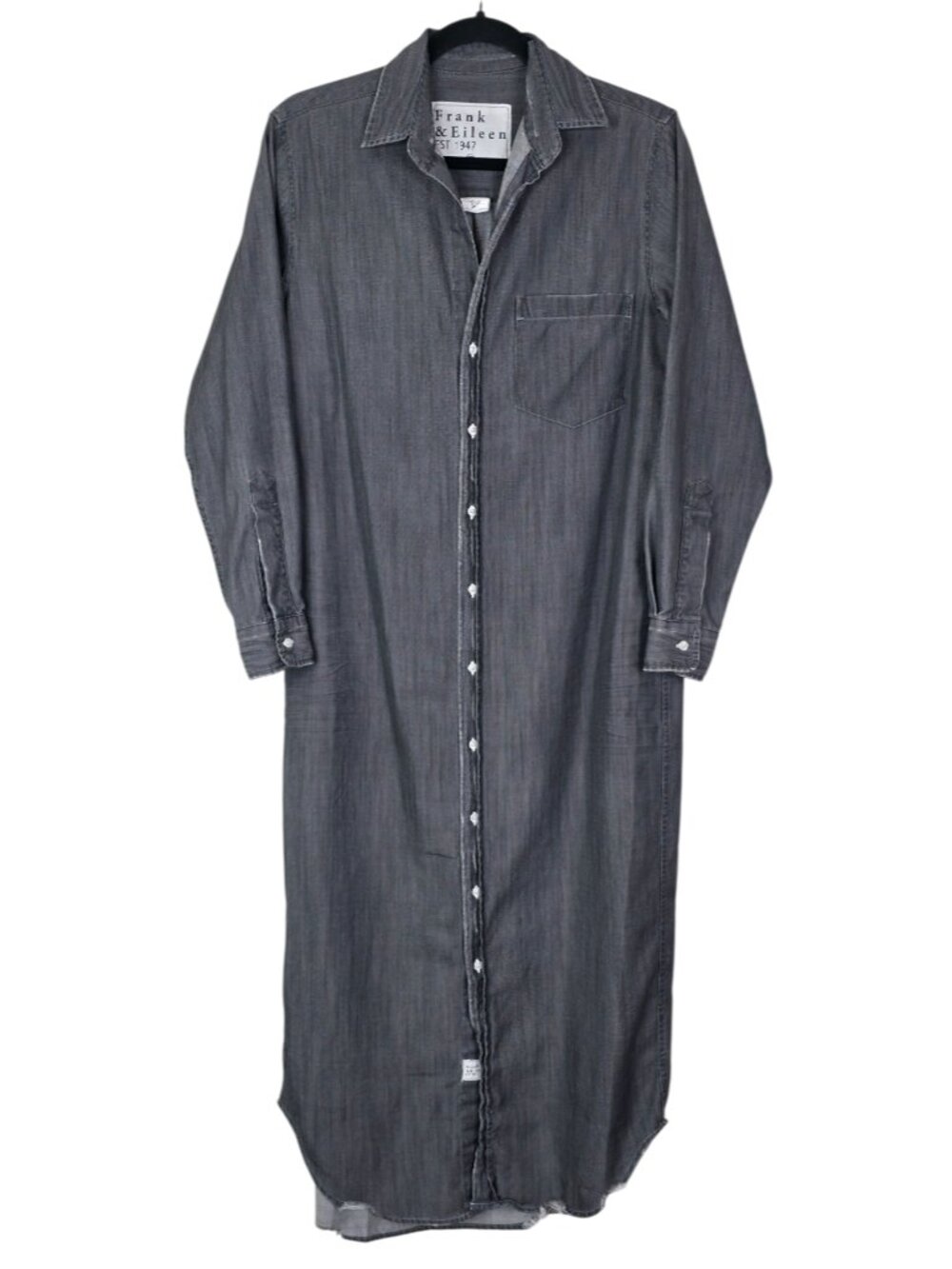 Frank & Eileen Rory Grey Washed Black Famous Denim Maxi Shirtdress Size XS - Picture 3 of 8